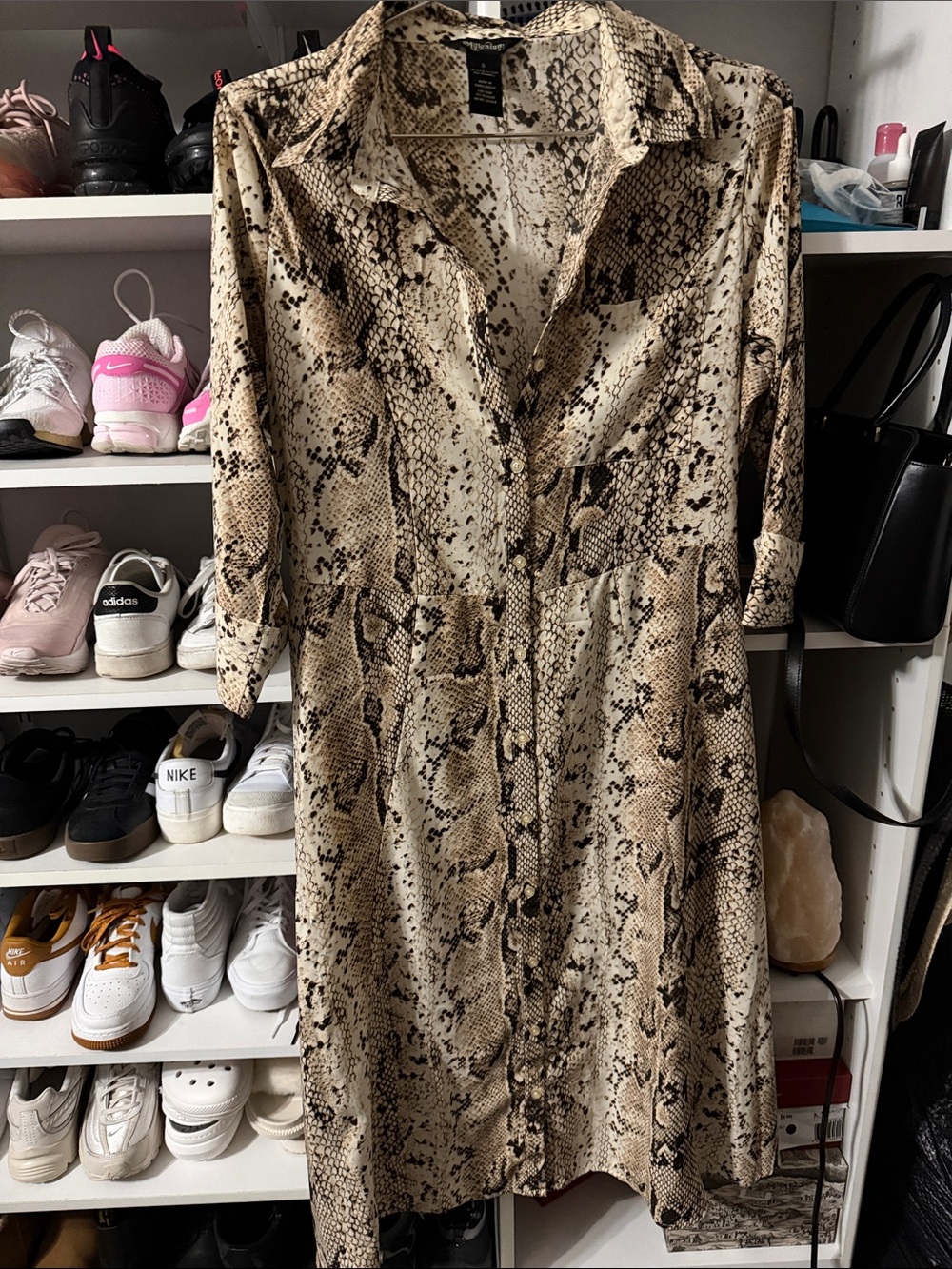Animal Print Reptile Dress - Beige Snake Pattern